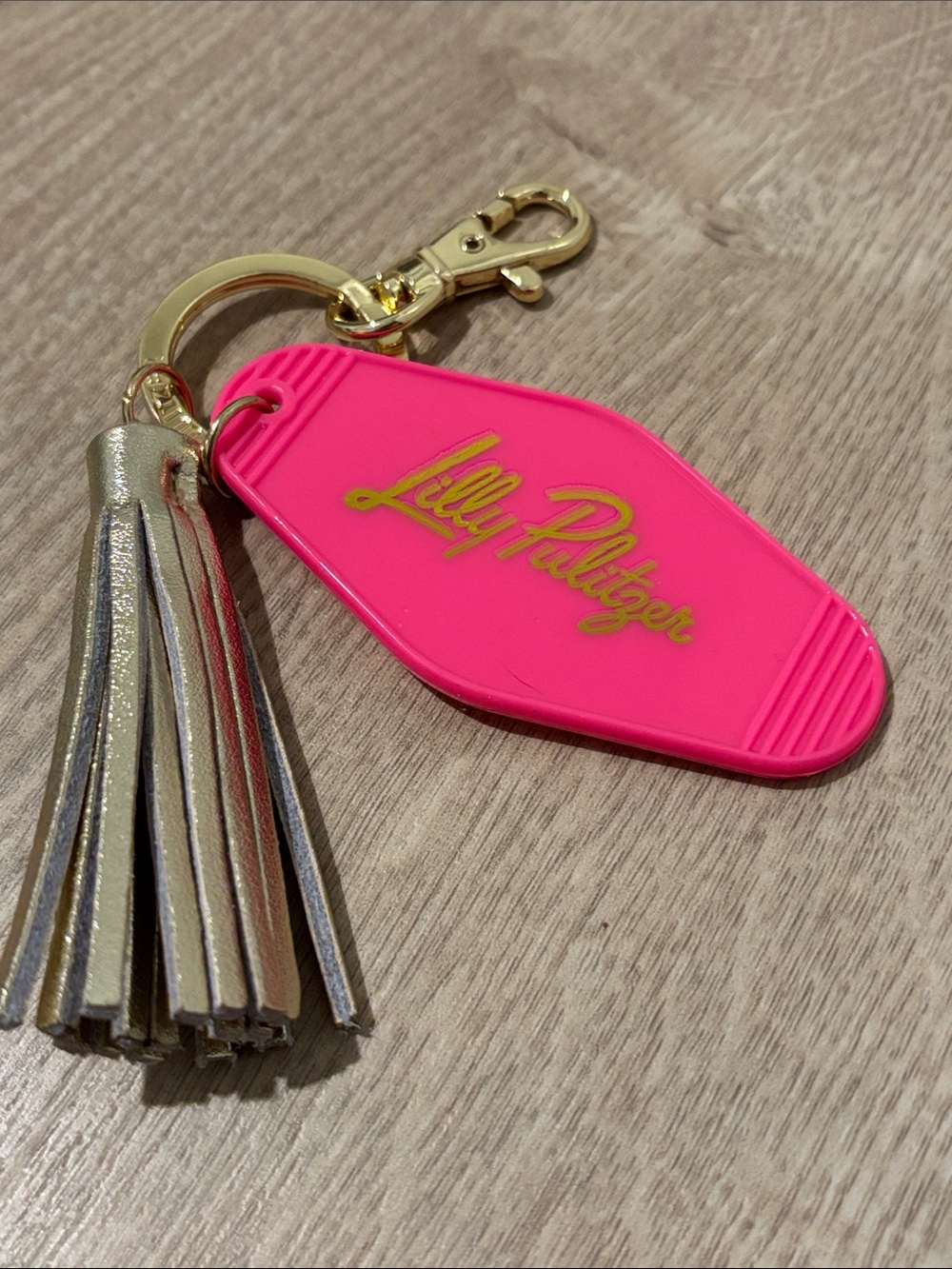 Lilly Pulitzer Bright Pink Key & Tassel Holder with Gold Hardware